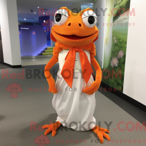 Orange Frog mascot costume...