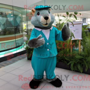 Teal Capybara Maskottchen...
