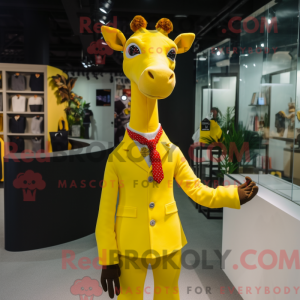 Gul Giraffe maskot kostume...