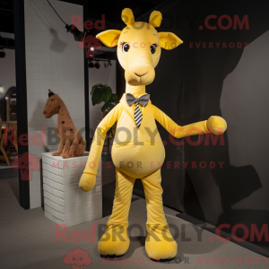Gul Giraffe maskot kostume...