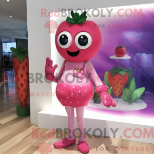 Rosa jordbærmaskotkostyme...
