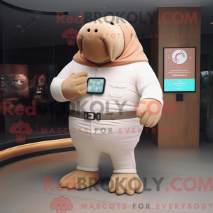 Cream Walrus mascot costume...