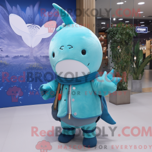 Cyan Narwhal máscara...