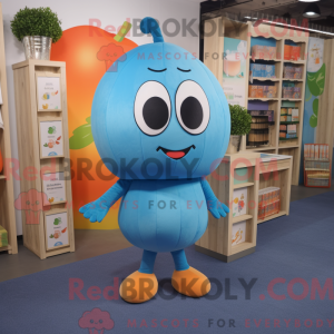 Blue Apricot mascot costume...