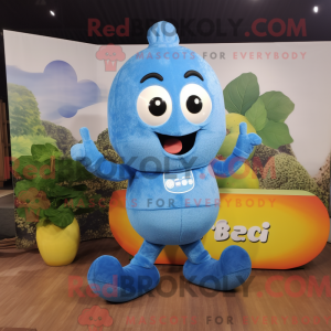 Blue Apricot mascot costume...