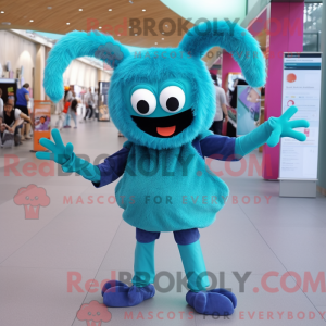 Cyan Spider mascot costume...