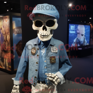 Blue Skull maskot kostume...