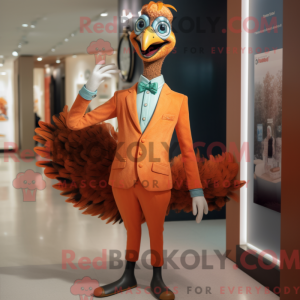 Orange Peacock maskot drakt...