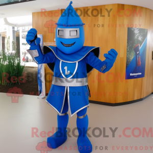 Blue Medieval Knight mascot...