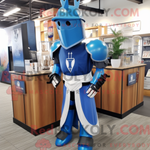 Blue Medieval Knight mascot...