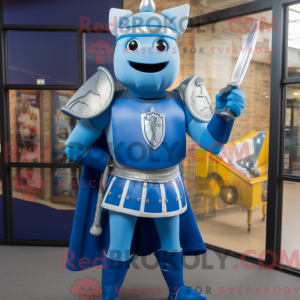 Blue Medieval Knight mascot...