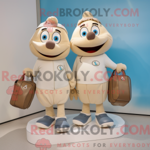 Beige par skøyter maskot...