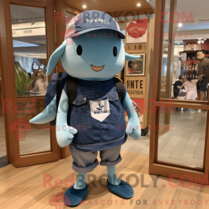 Navy Narwhal maskot kostume...