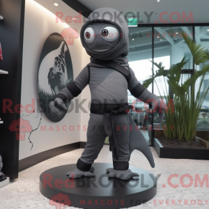 Gray Ninja mascot costume...