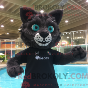 Sort Bobcat maskot kostume...
