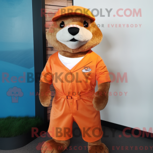 Orange Otter mascot costume...