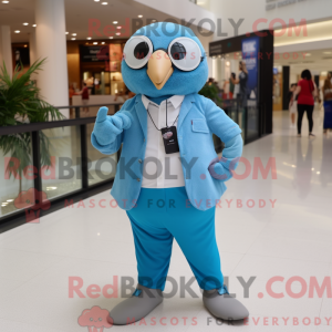 Cyan Quail mascot costume...