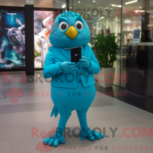 Cyan Quail mascot costume...