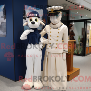 Cream Navy Soldier mascot...