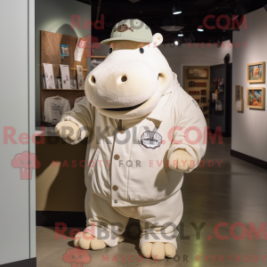 Cream Hippopotamus mascot...