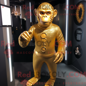 Guld chimpanse maskot...