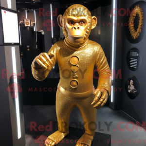 Gull sjimpanse maskot drakt...
