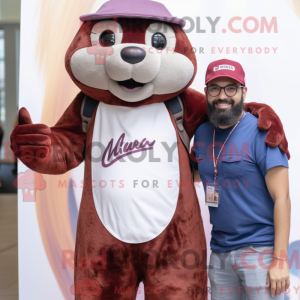 Maroon Otter maskot kostume...