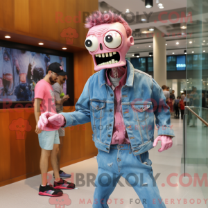 Pink Undead maskot kostume...