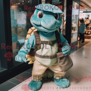 Teal Turtle mascot costume...