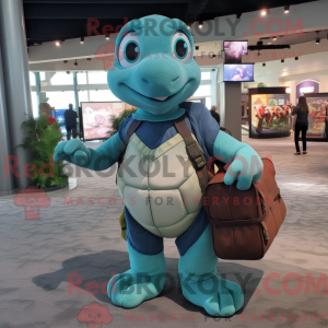 Teal Turtle maskot kostume...