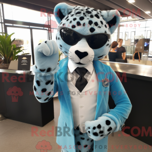 Sky Blue Leopard maskot...