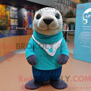 Cyan Sea Lion maskot...