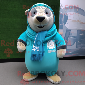 Cyan Sea Lion maskot...