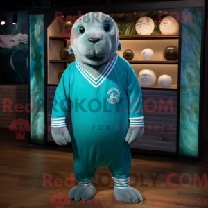 Cyan Sea Lion Maskottchen...