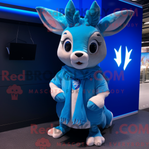 Blue Deer mascot costume...