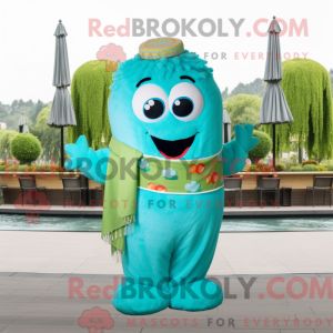 Cyan Falafel mascot costume...