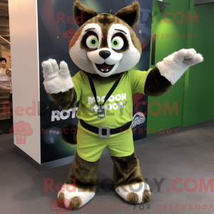 Lime Green Raccoon mascot...