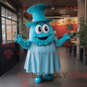 Cyan Goulash mascot costume...