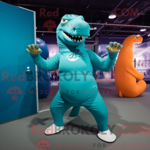 Turkis T Rex maskot kostume...