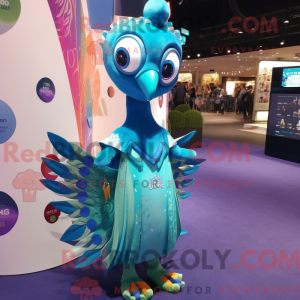 Cyan Peacock Maskottchen...
