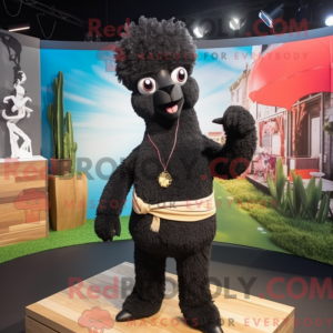 Sort alpaka maskot kostume...