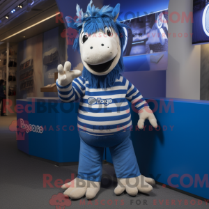 Blå Quagga maskot kostume...