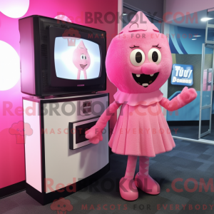Rosa TV-maskotdraktfigur...