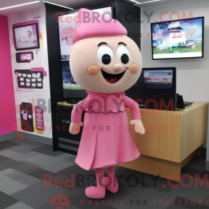 Rosa TV-maskotdraktfigur...