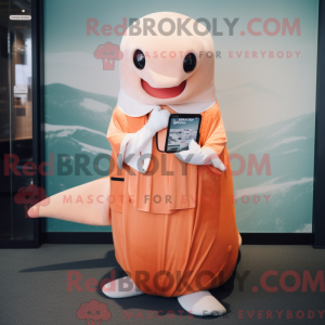 Peach Humpback Whale mascot...