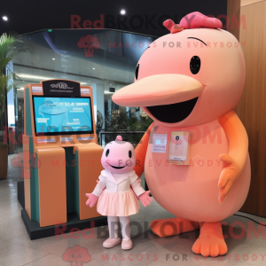 Peach Humpback Whale mascot...