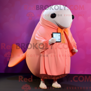 Peach Humpback Whale mascot...