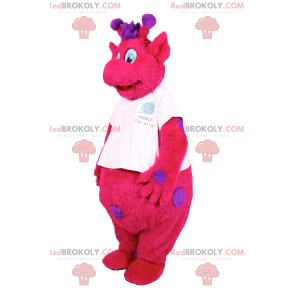 Fuchsie charakter maskot s fialovými skvrnami - Redbrokoly.com