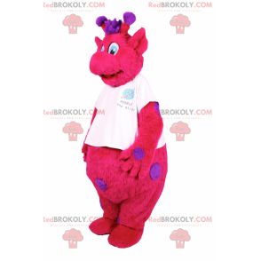 Fuchsie charakter maskot s fialovými skvrnami - Redbrokoly.com