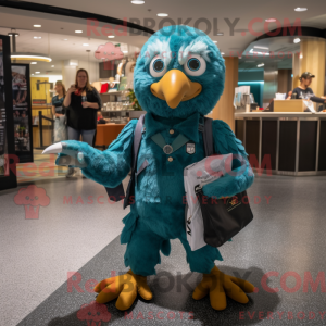Teal Hawk mascot costume...